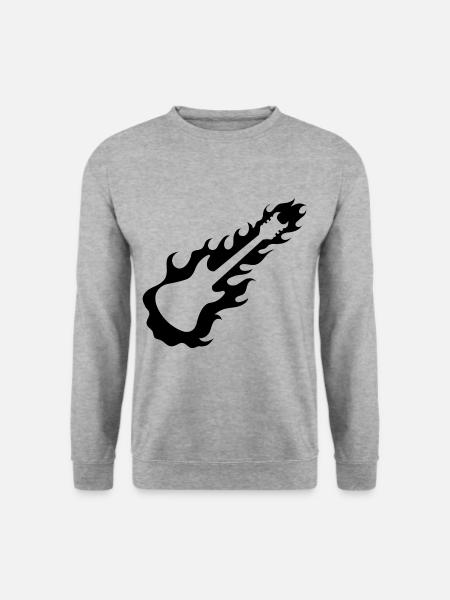 Guitare - Guitare / Rock - Feu - Sweat-shirt Unisexe - gris chiné