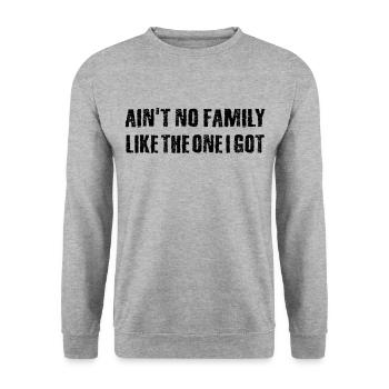 Keine Familie ist so wie meine - Unisex Pullover - Weißgrau meliert - Vorne - Alina (178cm) & Michal (187cm)