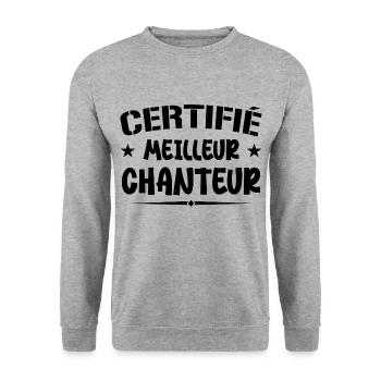 Certified Best Singer - Singer Gift - Unisex Sweatshirt - salt & pepper - Front - Alina (178cm) & Michal (187cm)