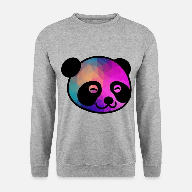 Panda Pandakopf - Unisex Pullover - Weißgrau meliert
