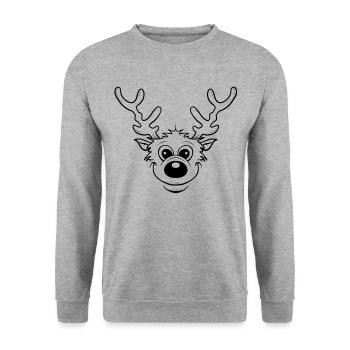 Elch - Unisex Pullover - Weißgrau meliert - Vorne - Alina (178cm) & Michal (187cm)