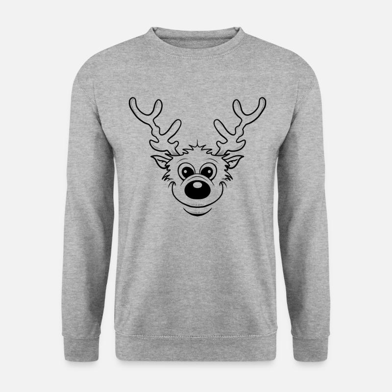 Elch - Unisex Pullover - Weißgrau meliert