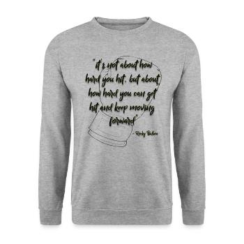 Rocky Inspirational Citation Noire - Sweat-shirt Unisexe - gris chiné - Devant - Alina (178cm) & Michal (187cm)