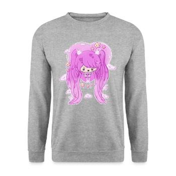 Cute Pink Heart Girl - Unisex Sweatshirt - salt & pepper - Front - Alina (178cm) & Michal (187cm)