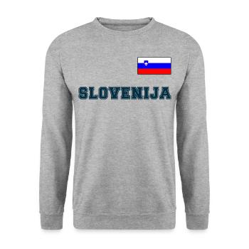 Slovenia Jersey Look – SLOVENIJA with Flag Flag - Unisex Sweatshirt - salt & pepper - Front - Alina (178cm) & Michal (187cm)