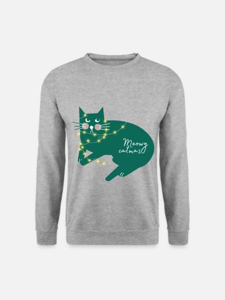 Merry christmas. Merry catmas. Merry xmas. - Unisex Pullover - Weißgrau meliert