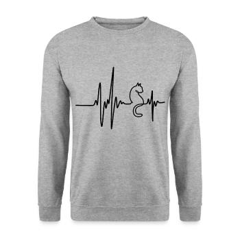 Heartbeat Cats Lovers For Cat Owner Funny Cute Cat - Sweat-shirt Unisexe - gris chiné - Devant - Alina (178cm) & Michal (187cm)