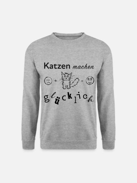Katzen machen glücklich - Unisex Pullover - Weißgrau meliert