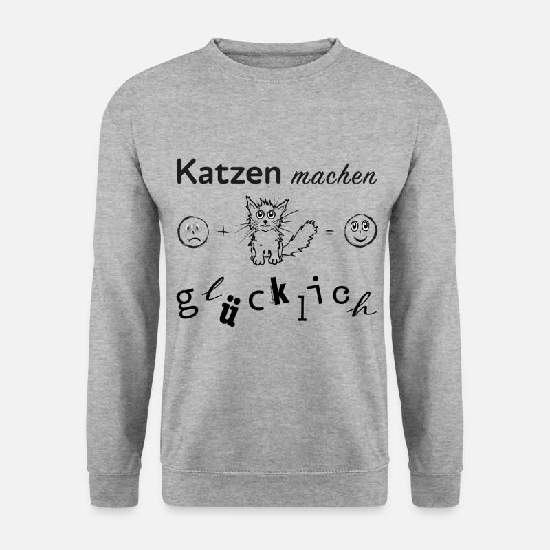 Katzen machen glücklich - Unisex Pullover - Weißgrau meliert