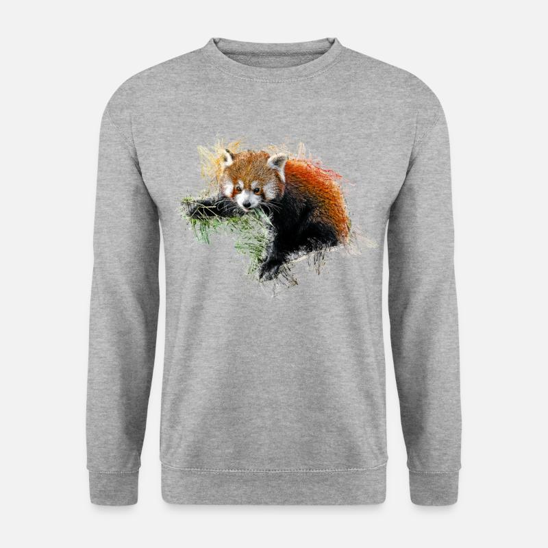 Roter Pandabär - Unisex Pullover - Weißgrau meliert