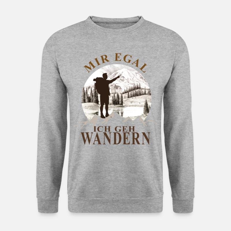MIR EGAL! ich geh wandern - Mann Berge See - Unisex Pullover - Weißgrau meliert