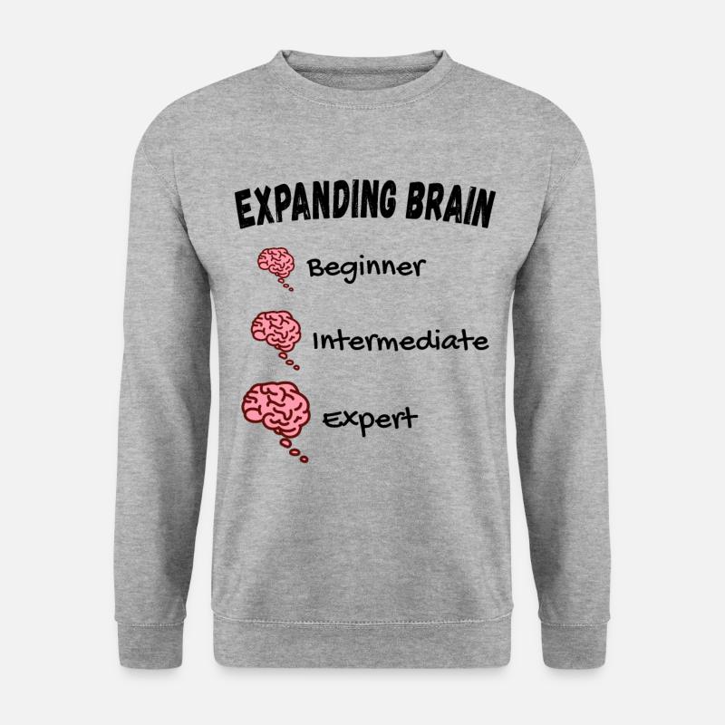 Gehirn erweitern - Expanding Brain Meme - Unisex Pullover - Weißgrau meliert