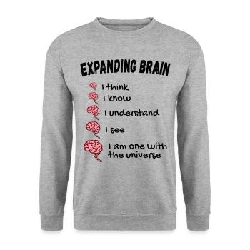 Expanding Brain Meme - Unisex Sweatshirt - salt & pepper - Front - Alina (178cm) & Michal (187cm)