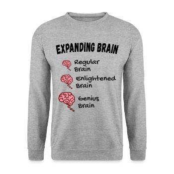 Gehirn erweitern - Développer le mème cérébral - Sweat-shirt Unisexe - gris chiné - Devant - Alina (178cm) & Michal (187cm)