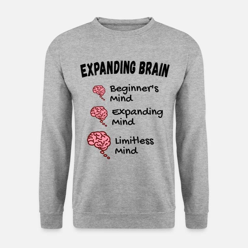 Gehirn erweitern - Expanding Brain Meme - Unisex Pullover - Weißgrau meliert