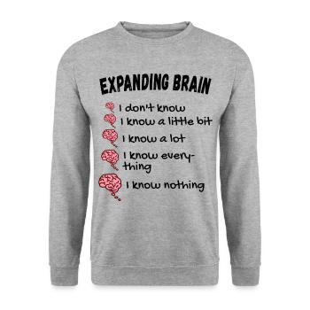 Gehirn erweitern - Développer le mème cérébral - Sweat-shirt Unisexe - gris chiné - Devant - Alina (178cm) & Michal (187cm)