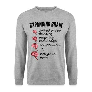 Expanding Brain Meme - Unisex Sweatshirt - salt & pepper - Front - Alina (178cm) & Michal (187cm)