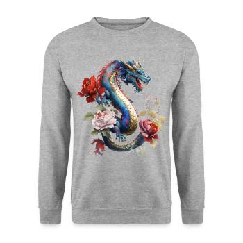 Chinese dragon - Unisex Sweatshirt - salt & pepper - Front - Alina (178cm) & Michal (187cm)