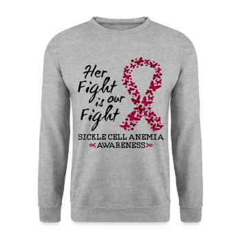Conscience de l’anémie falciforme d’elle et de lui - Sweat-shirt Unisexe - gris chiné - Devant - Alina (178cm) & Michal (187cm)
