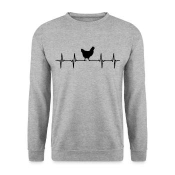 poule battement de coeur poules - Sweat-shirt Unisexe - gris chiné - Devant - Alina (178cm) & Michal (187cm)