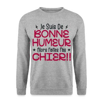 I'm in a good mood so don't piss off! - Unisex Sweatshirt - salt & pepper - Front - Alina (178cm) & Michal (187cm)