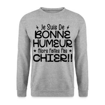 I'm in a good mood so don't piss off! - Unisex Sweatshirt - salt & pepper - Front - Alina (178cm) & Michal (187cm)