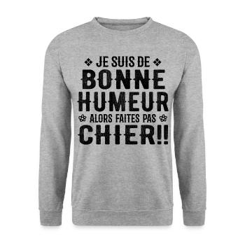 I'm in a good mood so don't piss off! - Unisex Sweatshirt - salt & pepper - Front - Alina (178cm) & Michal (187cm)