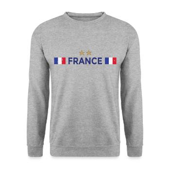 France Football Maillot de foot Drapeau Français - Sweat-shirt Unisexe - gris chiné - Devant - Alina (178cm) & Michal (187cm)