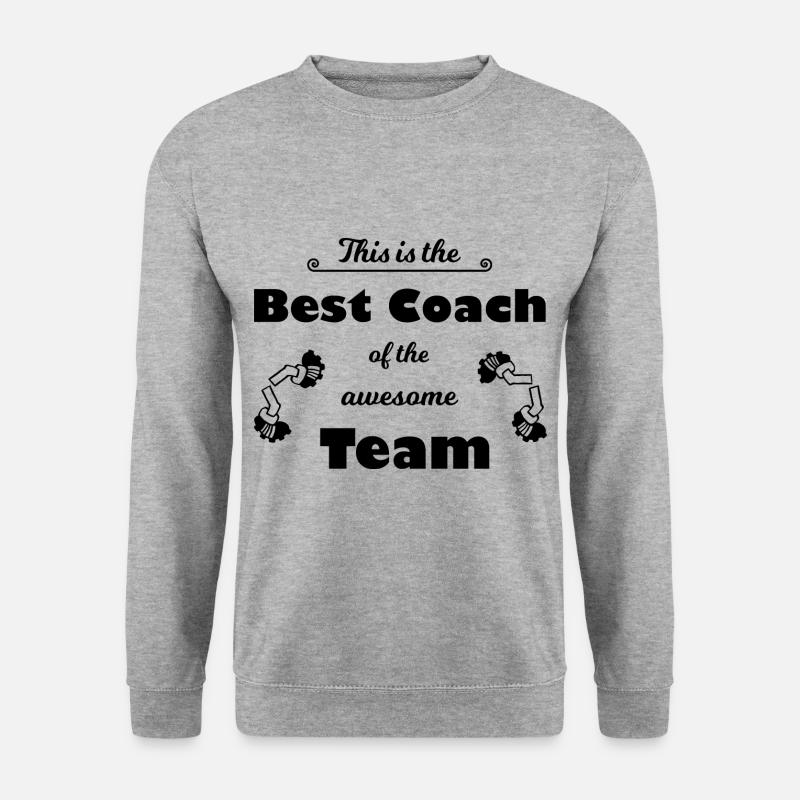 Der beste lustige Trainer weltweit - Unisex Pullover - Weißgrau meliert
