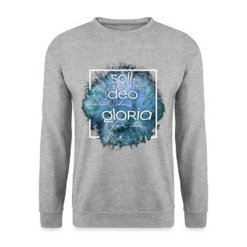 soli deo gloria blue - Unisex Pullover - Weißgrau meliert - Vorne - Alina (178cm) & Michal (187cm)