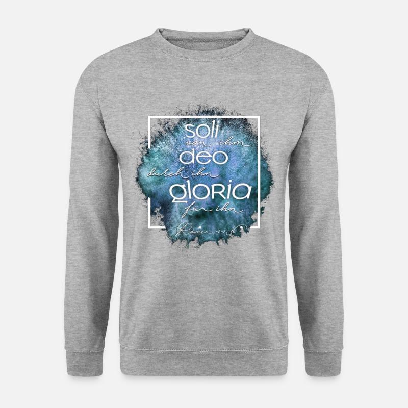soli deo gloria blue - Unisex Pullover - Weißgrau meliert