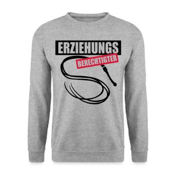 63 Erziehungs-Berechtigter Peitsche - Unisex Pullover - Weißgrau meliert - Vorne - Alina (178cm) & Michal (187cm)