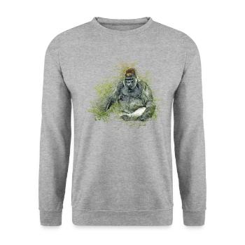Gorilla - Unisex Pullover - Weißgrau meliert - Vorne - Alina (178cm) & Michal (187cm)