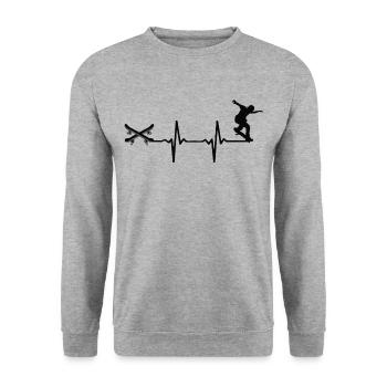 Skateboard skateboard heartbeat heartbeat skate - Sweat-shirt Unisexe - gris chiné - Devant - Alina (178cm) & Michal (187cm)
