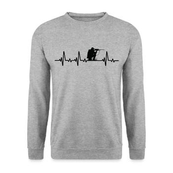 hunter hunting heartbeat hunting dog t-shirt hunting - Unisex Sweatshirt - salt & pepper - Front - Alina (178cm) & Michal (187cm)