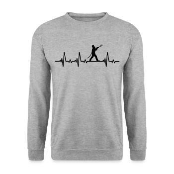 Feuerwehr Herzschlag T-shirt Feuerwehrmann - Unisex Pullover - Weißgrau meliert - Vorne - Alina (178cm) & Michal (187cm)
