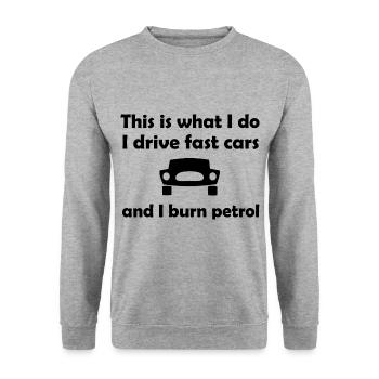 Die Benzin und Hubraum Fans - Unisex Pullover - Weißgrau meliert - Vorne - Alina (178cm) & Michal (187cm)