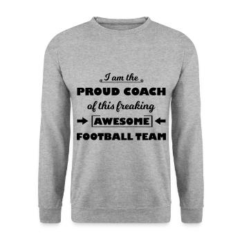 Das lustige Fußball Team - Unisex Pullover - Weißgrau meliert - Vorne - Alina (178cm) & Michal (187cm)
