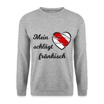My heart beats Franconian - Unisex Sweatshirt - salt & pepper - Front - Alina (178cm) & Michal (187cm)