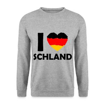 Ich liebe das Land - Unisex Pullover - Weißgrau meliert - Vorne - Alina (178cm) & Michal (187cm)