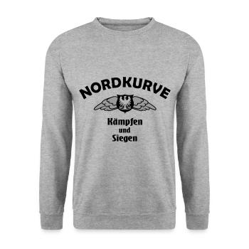 Ultras aus der Nordkurve - Unisex Pullover - Weißgrau meliert - Vorne - Alina (178cm) & Michal (187cm)