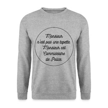 cité peur Monsieur pas tapette - Sweat-shirt Unisexe - gris chiné - Devant - Alina (178cm) & Michal (187cm)