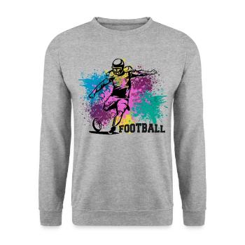 American Football Grungy Farbspritzer - Unisex Pullover - Weißgrau meliert - Vorne - Alina (178cm) & Michal (187cm)
