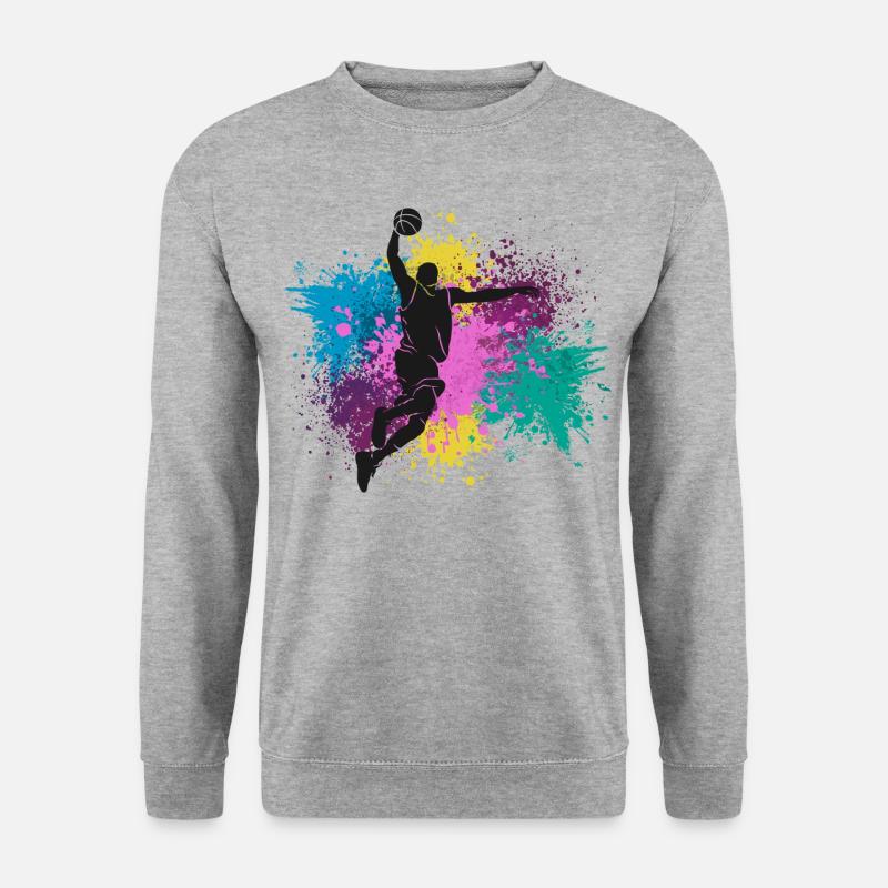 Basketball Grungy Farbspritzer - Unisex Pullover - Weißgrau meliert