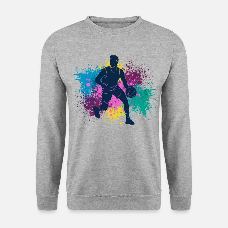 Basketball Grungy Farbspritzer - Unisex Pullover - Weißgrau meliert