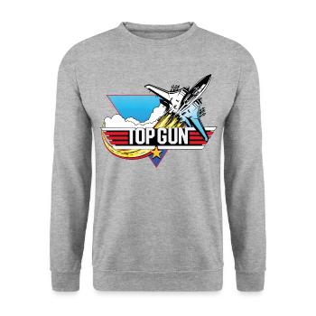 Top Gun Fighter Kampfjet Logo - Unisex Pullover - Weißgrau meliert - Vorne - Alina (178cm) & Michal (187cm)