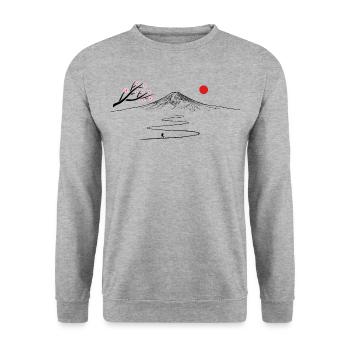 Japan, Fujijama, mountain, volcano, cherry blossom hiking - Unisex Sweatshirt - salt & pepper - Front - Alina (178cm) & Michal (187cm)