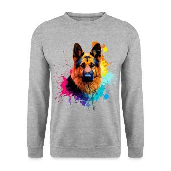 German Shepherd Puppy Dog Canine Animals Pets - Unisex Sweatshirt - salt & pepper - Front - Alina (178cm) & Michal (187cm)