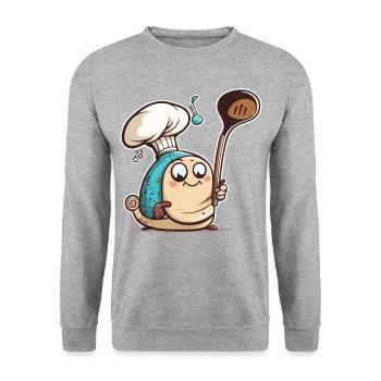 Délice d’escargots - Sweat-shirt Unisexe - gris chiné - Devant - Alina (178cm) & Michal (187cm)
