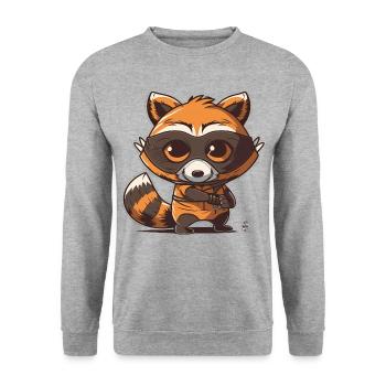 Whimsical Rascal: A Playful Raccoon with a Bandit - Unisex Sweatshirt - salt & pepper - Front - Alina (178cm) & Michal (187cm)